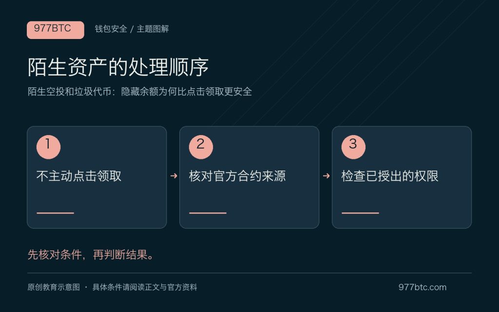 陌生空投和垃圾代币：隐藏余额为何比点击领取更安全；主题示意配图