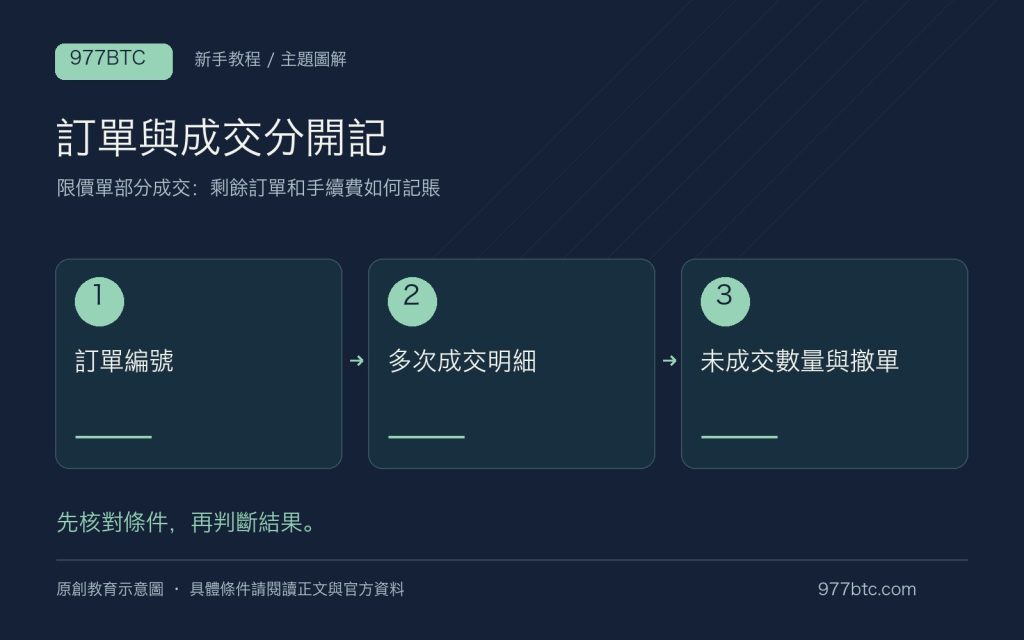 限價單部分成交：剩餘訂單和手續費如何記賬；主題示意配圖