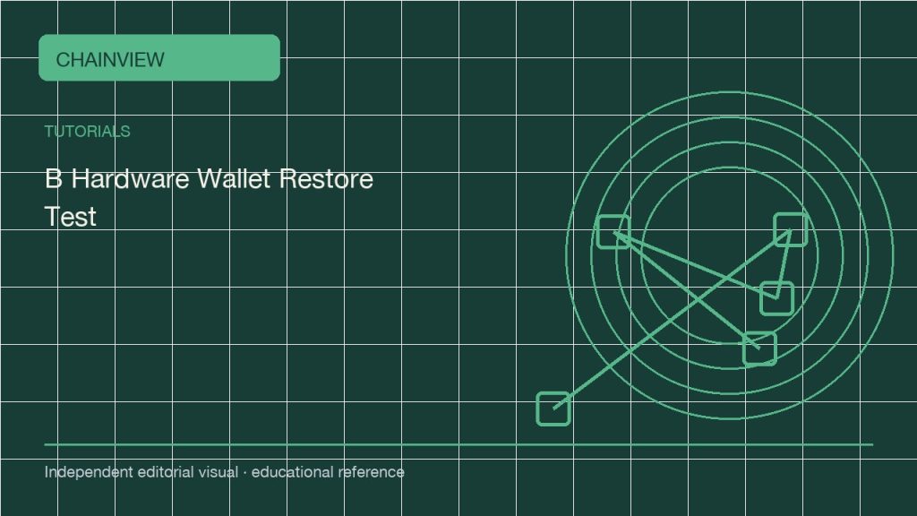 العربية: Hardware-wallet restore tests: offline validation and address comparison; independent editorial visual