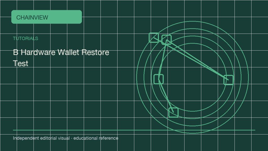 ไทย: Hardware-wallet restore tests: offline validation and address comparison; independent editorial visual