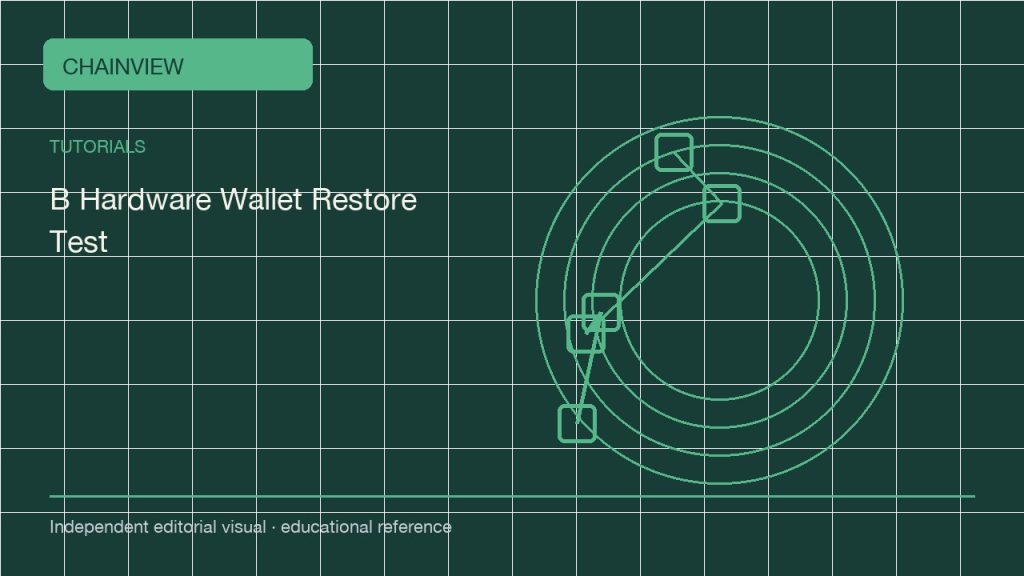 Tiếng Việt: Hardware-wallet restore tests: offline validation and address comparison; independent editorial visual