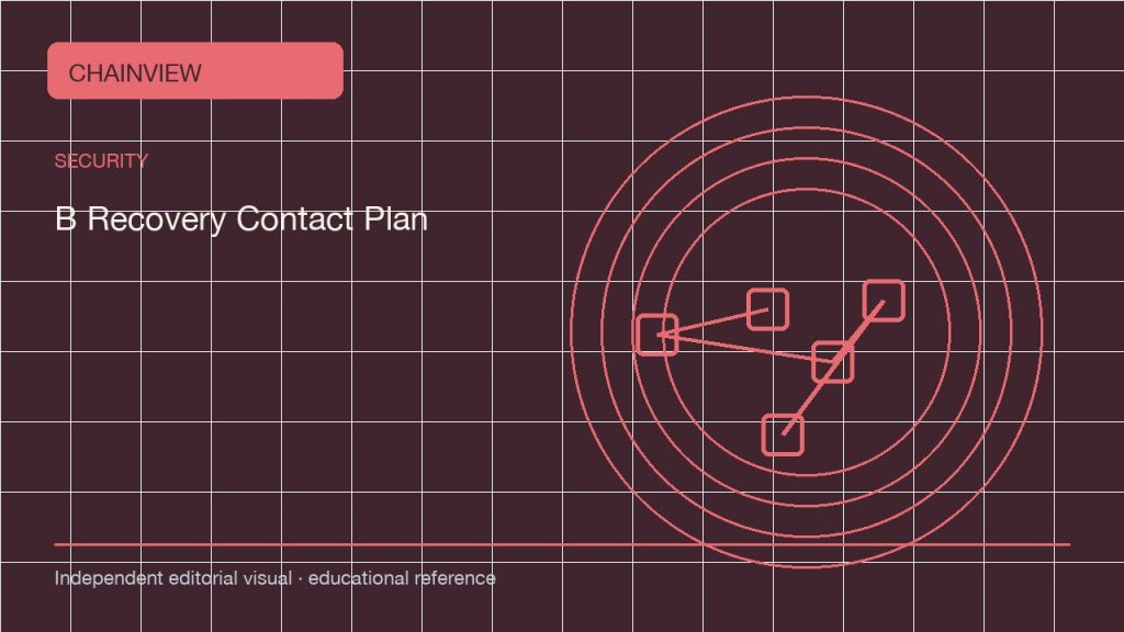 한국어: Recovery contact plans: separation, records and emergency steps; independent editorial visual