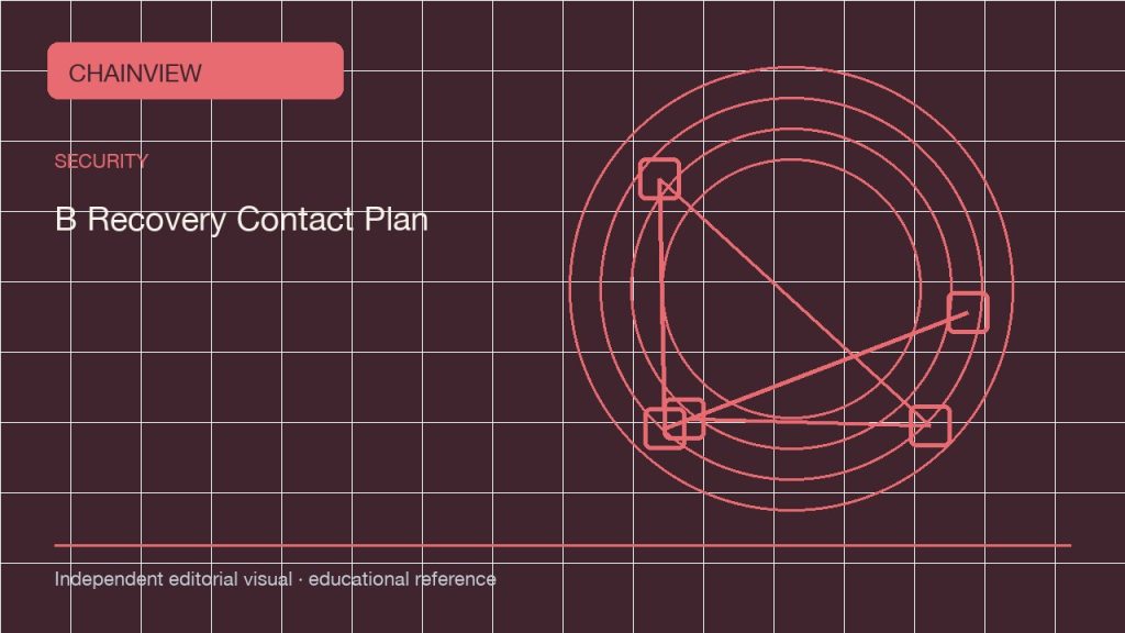 Русский: Recovery contact plans: separation, records and emergency steps; independent editorial visual