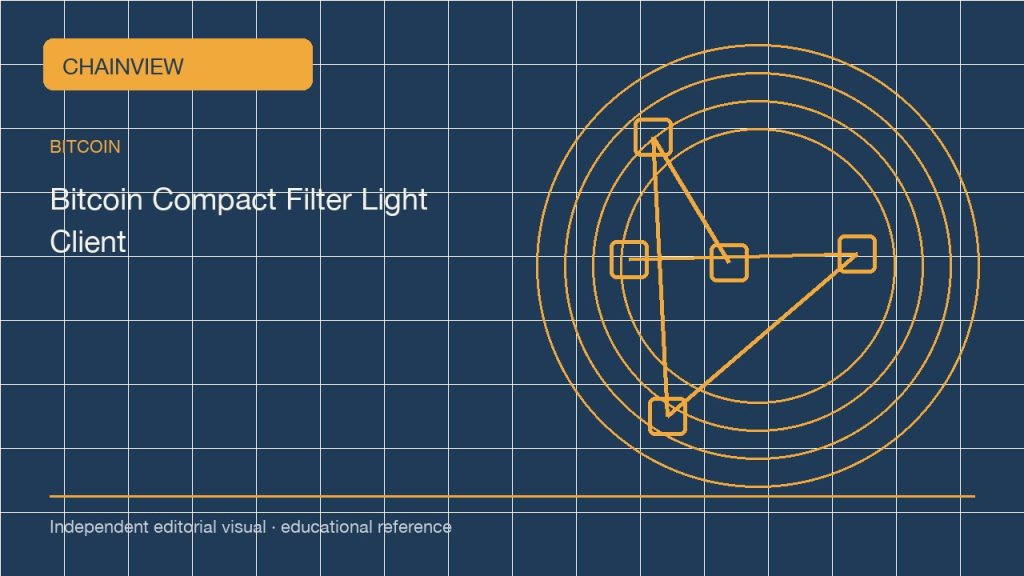 比特幣 · 繁體中文版:Bitcoin light clients and compact filters: what your wallet verifies; independent editorial visual