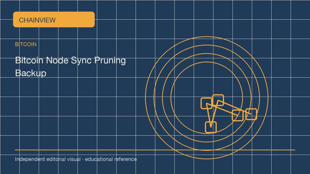 Running a pruned Bitcoin node: validation, storage and wallet recovery; independent editorial visual