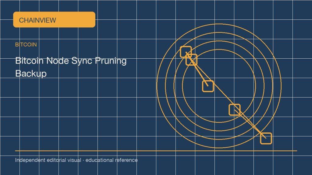 Биткоин · Русский版:Running a pruned Bitcoin node: validation, storage and wallet recovery; independent editorial visual