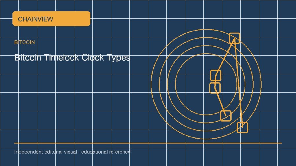 Bitcoin timelocks: block height, time and the difference between two clocks; independent editorial visual