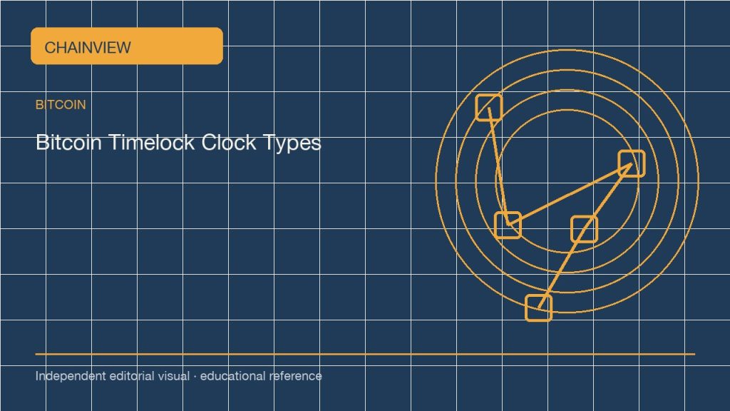 Bitcoin · Español (México)版:Bitcoin timelocks: block height, time and the difference between two clocks; independent editorial visual
