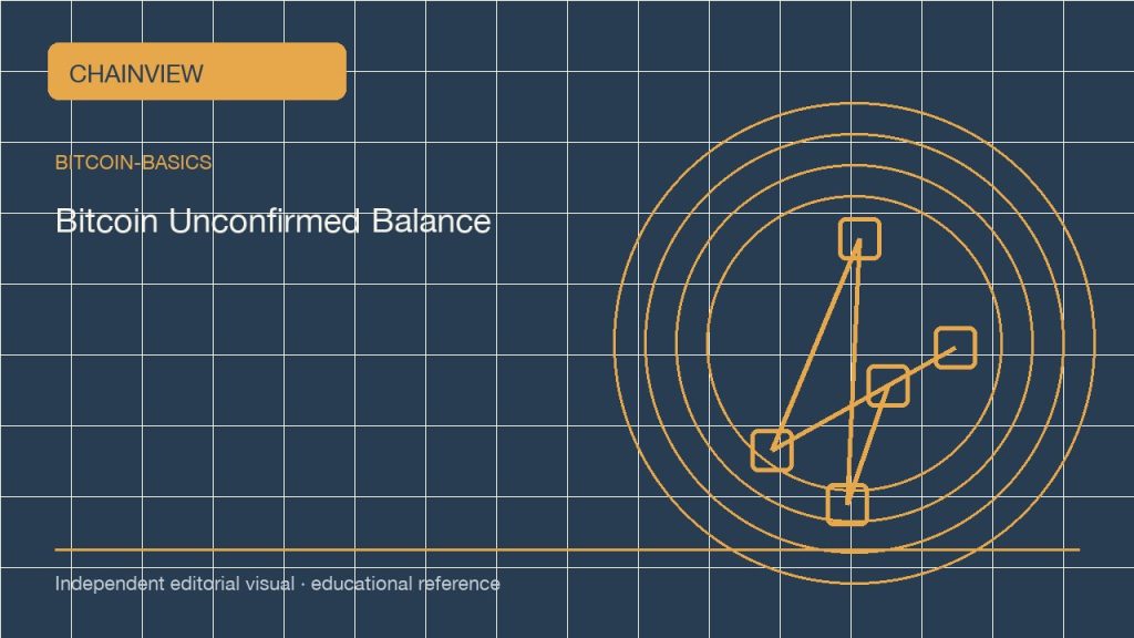 Fundamentos de Bitcoin · Español (México)：Unconfirmed Bitcoin Balances: Mempool, RBF, and Wallet Display; independent editorial visual