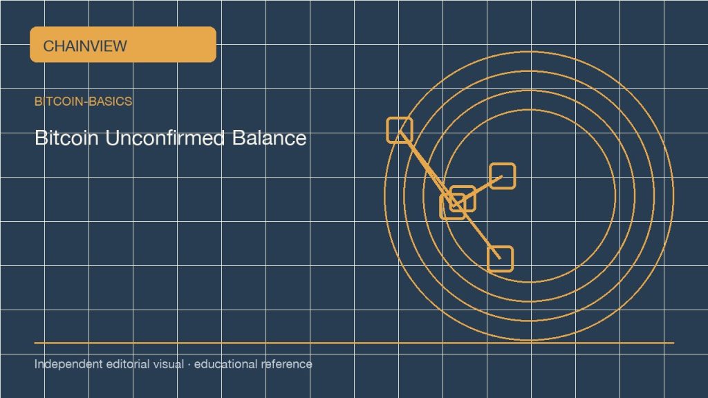Основы биткоина · Русский:Unconfirmed Bitcoin Balances: Mempool, RBF, and Wallet Display; independent editorial visual