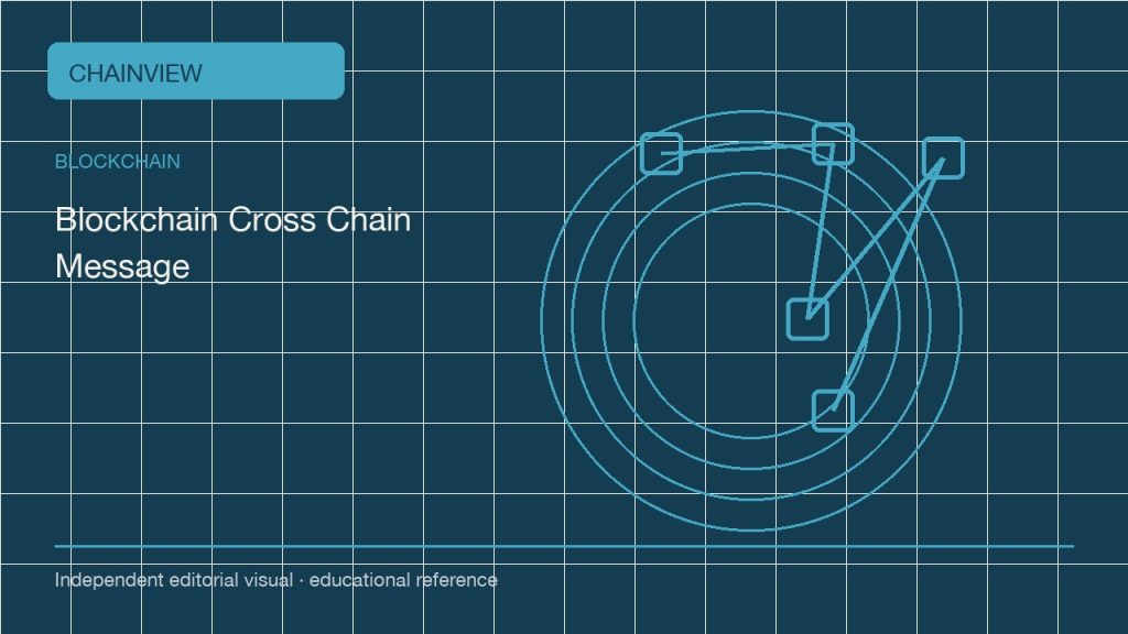 블록체인 · 한국어판: Cross-chain messages: proving origin, replay resistance and execution status; independent editorial visual