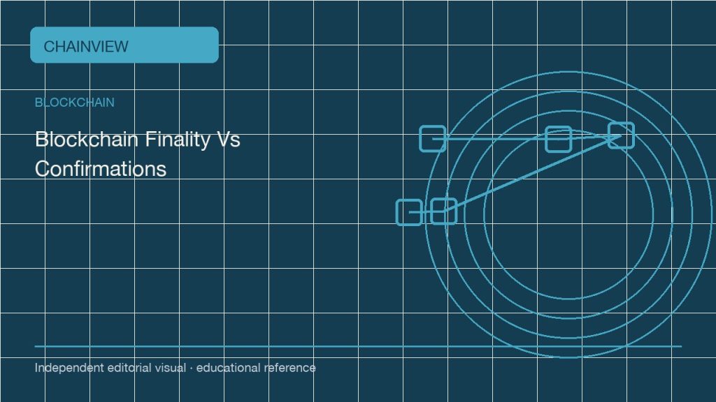 البلوك تشين · العربية版:Finality versus confirmations: a practical language for settlement risk; independent editorial visual