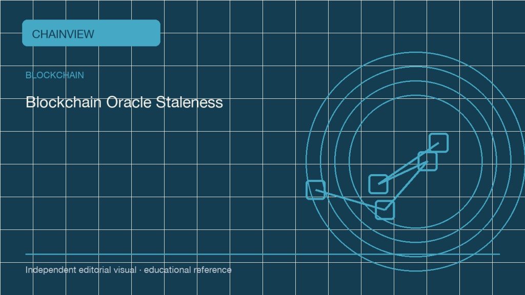 Blockchain · Español (México)版:Oracle data quality: freshness, bounds and fallback behavior; independent editorial visual