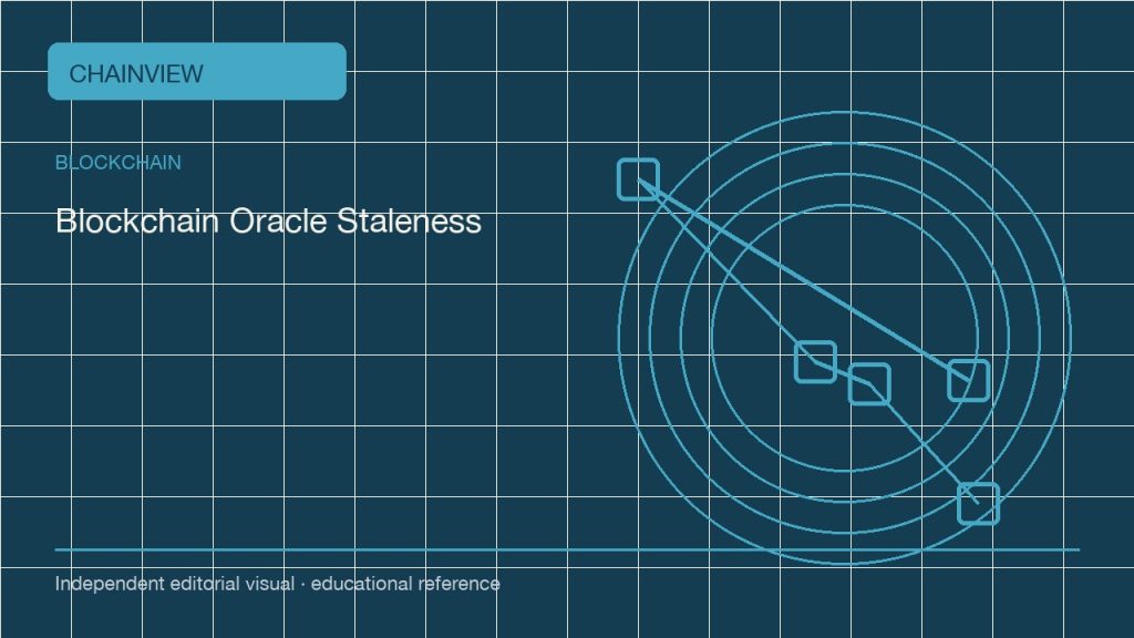블록체인 · 한국어판: Oracle data quality: freshness, bounds and fallback behavior; independent editorial visual