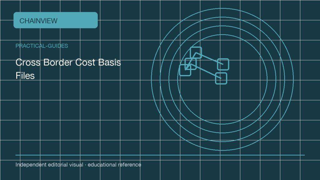 Cross-Border Crypto Cost-Basis Files: Preserve Facts Before Interpretation; independent editorial visual