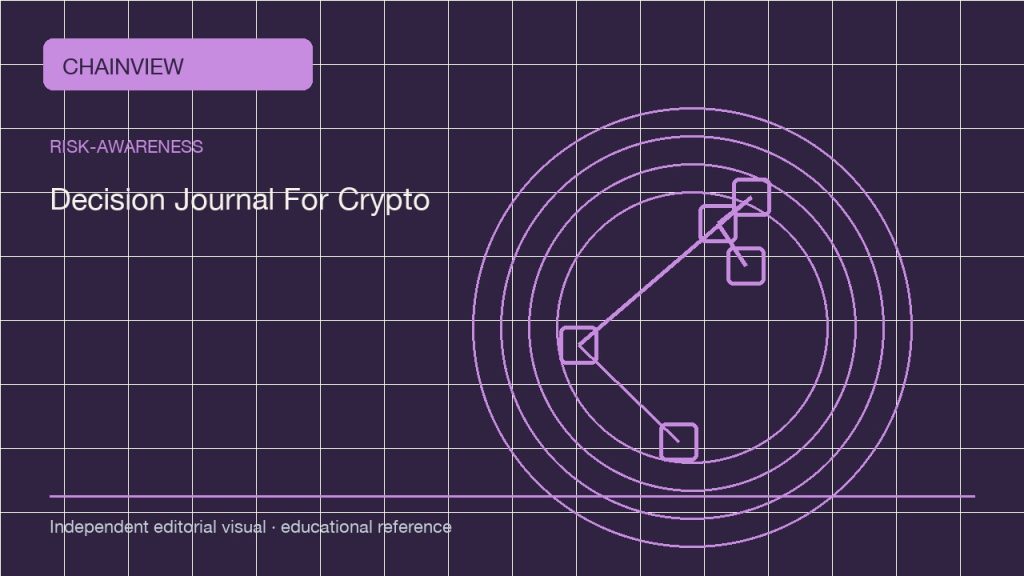 A Crypto Decision Journal: Reduce Hindsight and Record Uncertainty; independent editorial visual