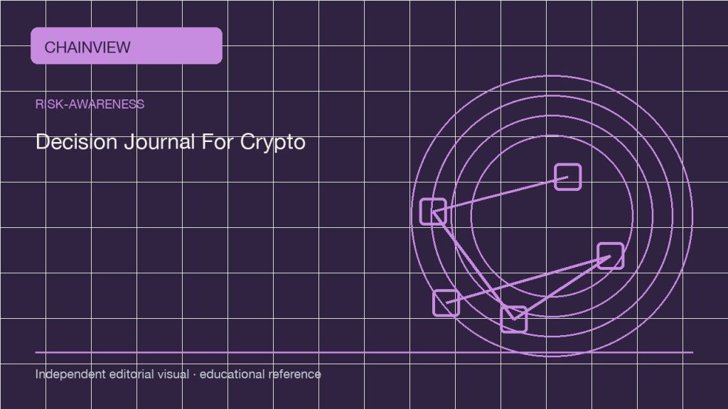 รู้เท่าทันความเสี่ยง · ไทย:A Crypto Decision Journal: Reduce Hindsight and Record Uncertainty; independent editorial visual