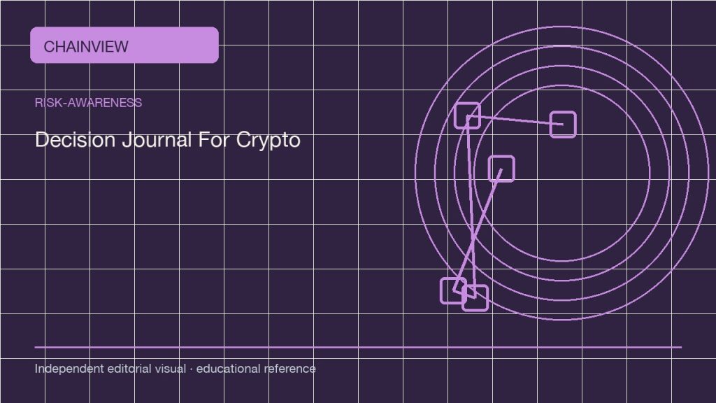 Nhận diện rủi ro · Tiếng Việt:A Crypto Decision Journal: Reduce Hindsight and Record Uncertainty; independent editorial visual