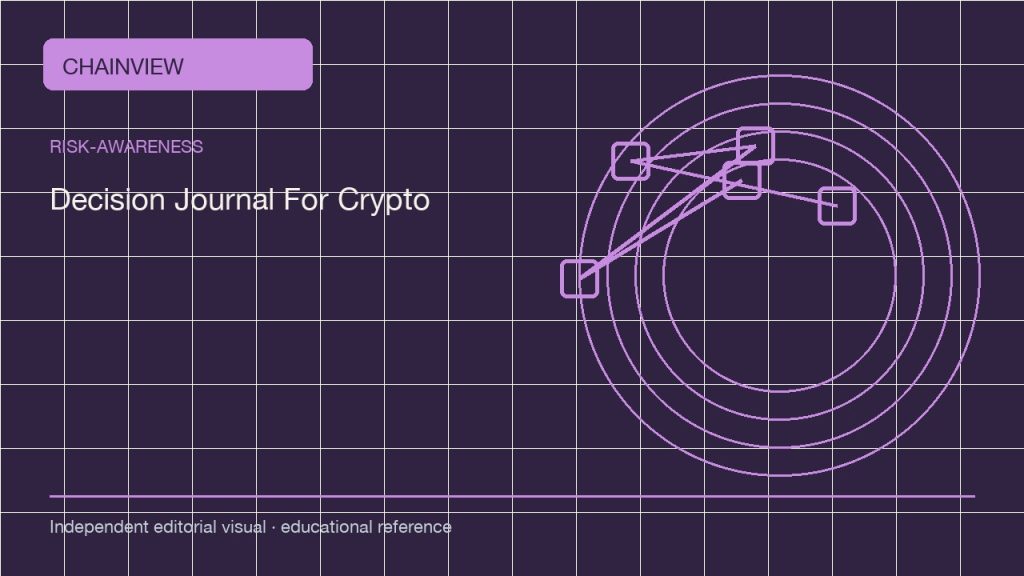 风险认知 · 简体中文:A Crypto Decision Journal: Reduce Hindsight and Record Uncertainty; independent editorial visual