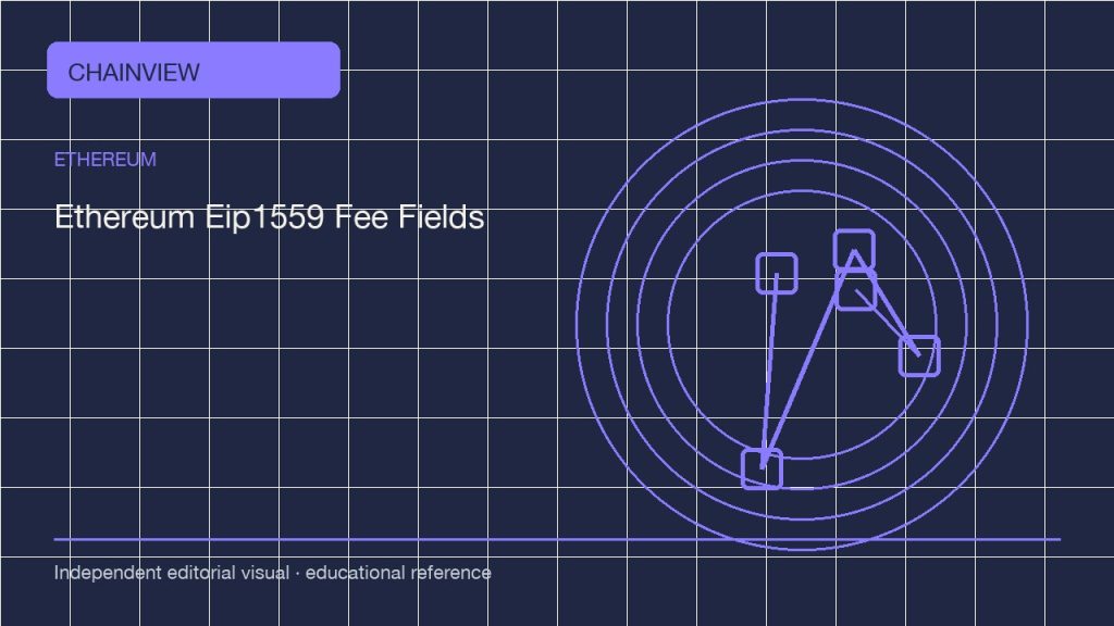 إيثيريوم · العربية版:Ethereum EIP-1559 fee fields: base fee, priority fee and the inclusion limit; independent editorial visual