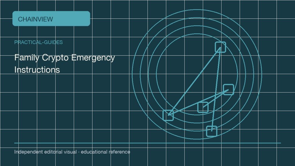 Family Crypto Emergency Instructions Without Publishing a Seed; independent editorial visual