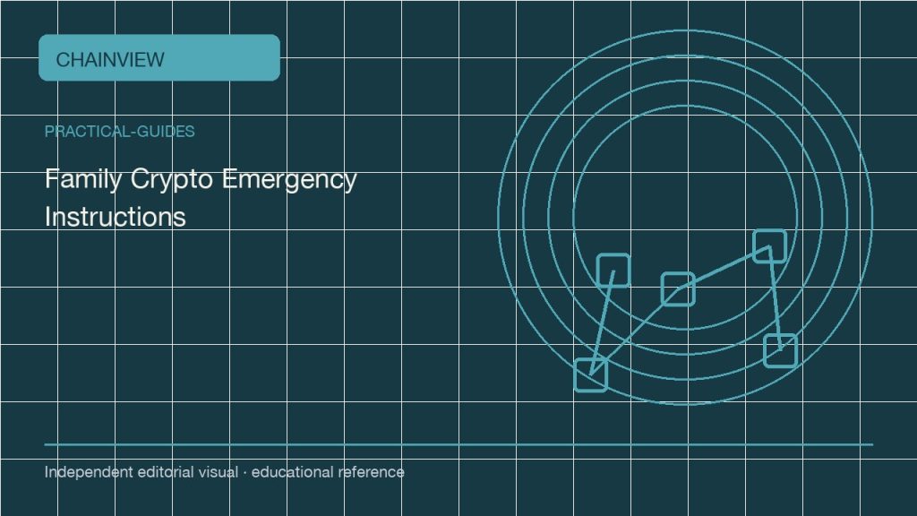 實用指南 · 繁體中文：Family Crypto Emergency Instructions Without Publishing a Seed; independent editorial visual