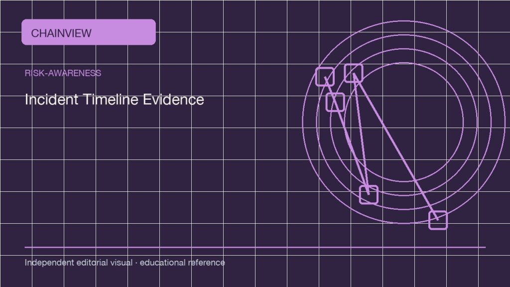 위험 인식 · 한국어판: Crypto Incident Timelines: Build Evidence Before Repeating a Rumor; independent editorial visual