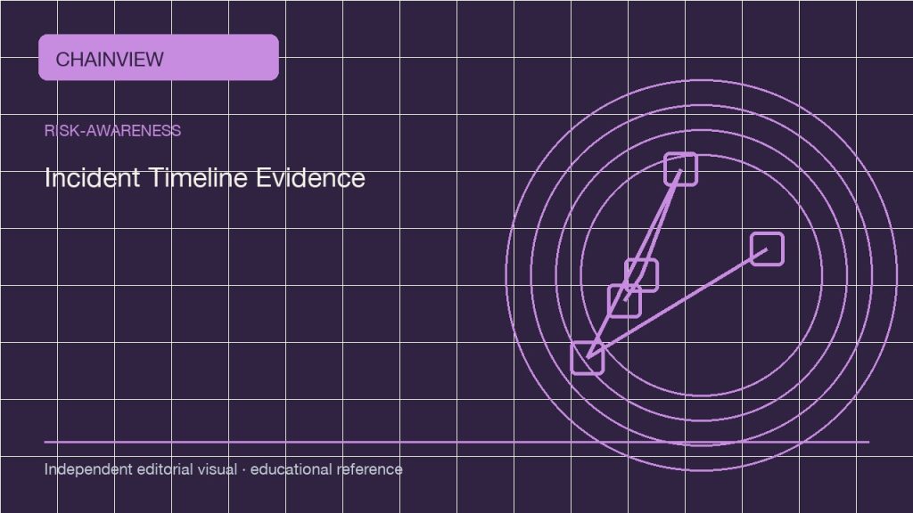 Оценка рисков · Русский：Crypto Incident Timelines: Build Evidence Before Repeating a Rumor; independent editorial visual
