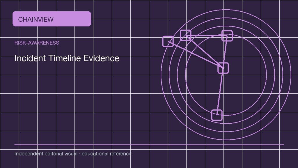 รู้เท่าทันความเสี่ยง · ไทย:Crypto Incident Timelines: Build Evidence Before Repeating a Rumor; independent editorial visual
