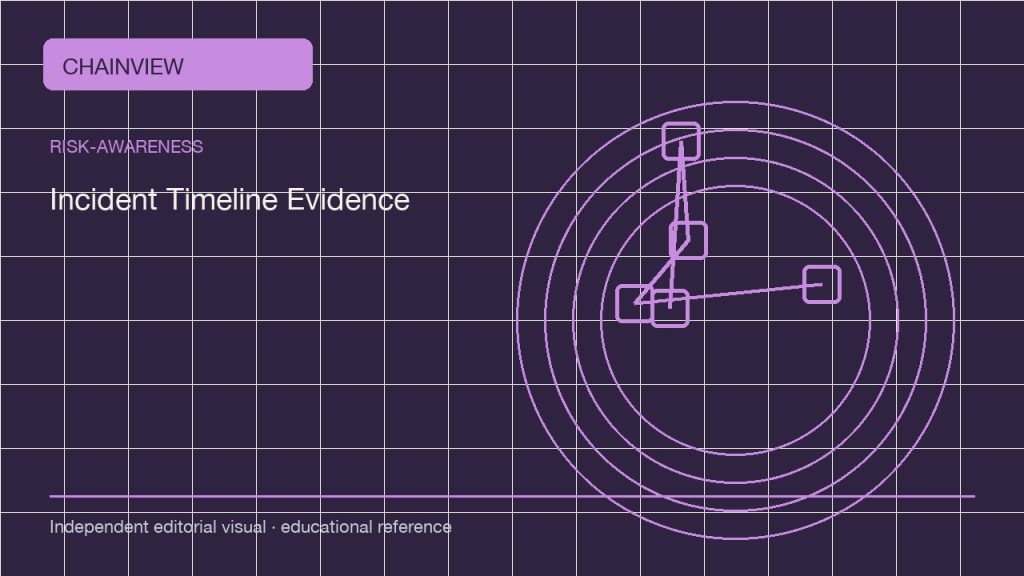 风险认知 · 简体中文：Crypto Incident Timelines: Build Evidence Before Repeating a Rumor; independent editorial visual