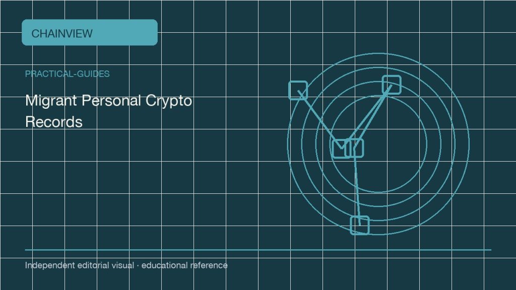Guías prácticas · Español (México)：Cross-Border Crypto Records for Migrant Workers; independent editorial visual