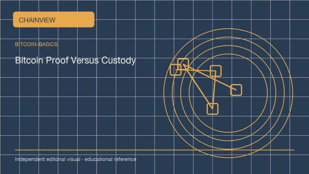 실전 분석: 비트코인 기초 · 출처 검증과 증거 사슬; independent editorial visual