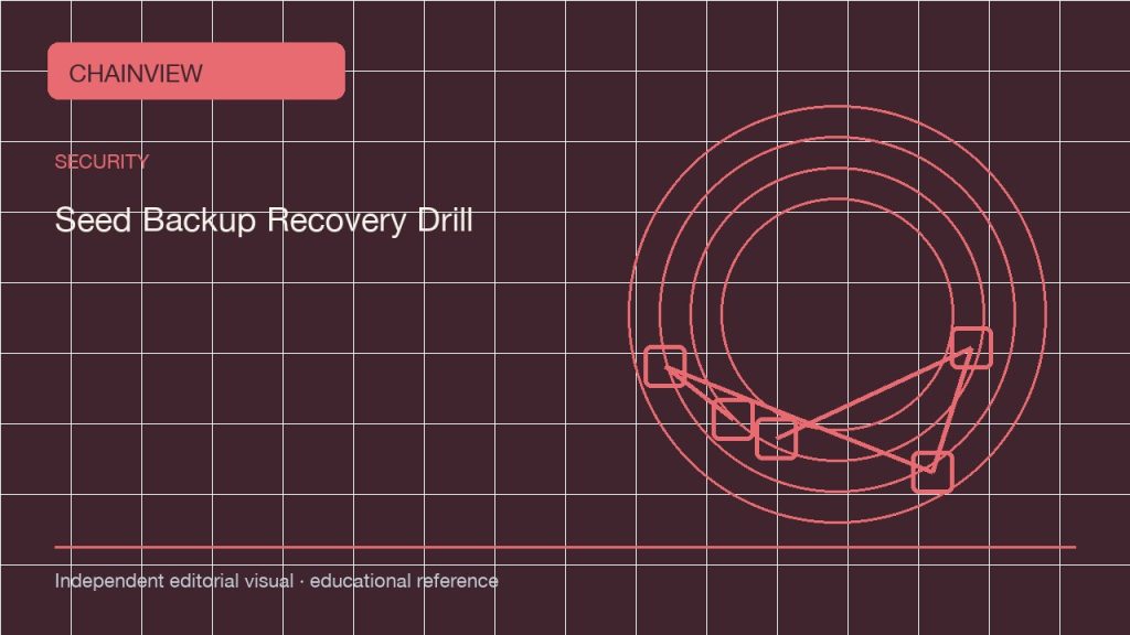Designing a Seed Backup and Recovery Drill; independent editorial visual