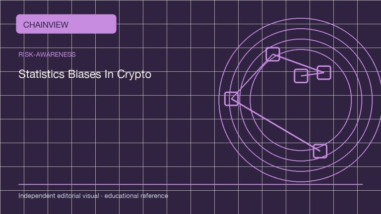 风险认知 · 简体中文:Statistics Biases in Crypto: Denominators, Survivorship, and Time Windows; independent editorial visual