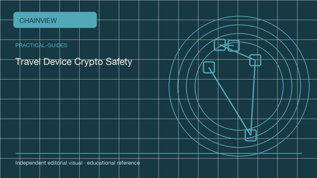 أدلة عملية · العربية：Traveling With Crypto Devices: A Security Plan for Border Crossings; independent editorial visual