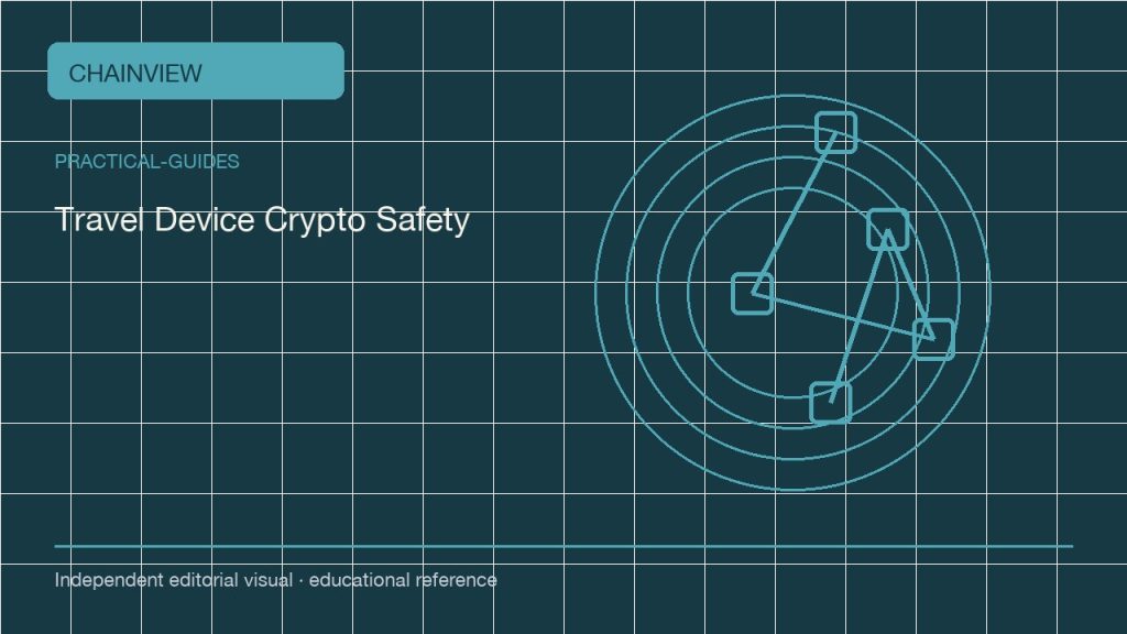 实用指南 · 简体中文:Traveling With Crypto Devices: A Security Plan for Border Crossings; independent editorial visual