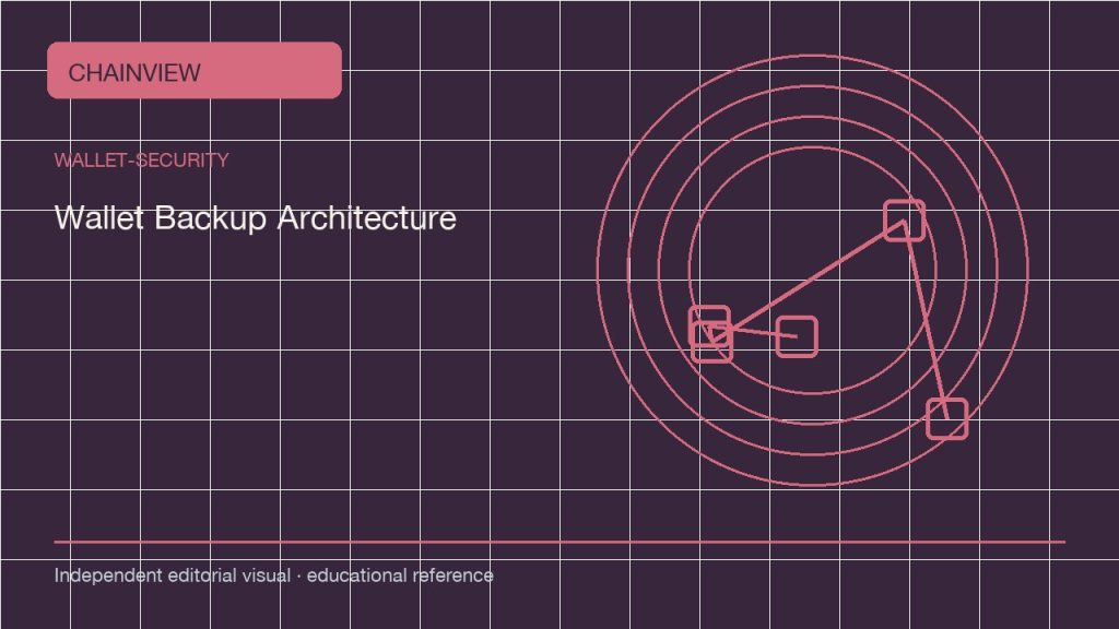 Wallet Backup Architecture: Seed, Passphrase, and Geographic Copies; independent editorial visual
