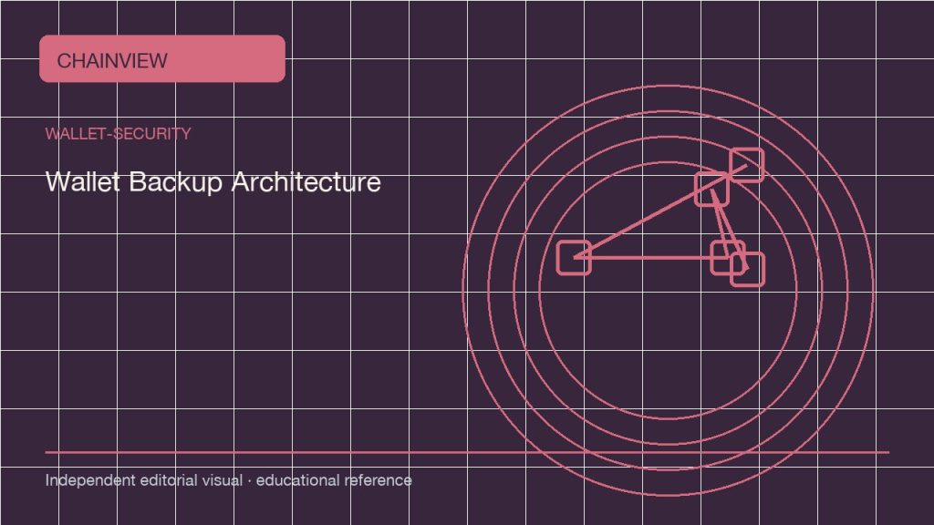ความปลอดภัยกระเป๋า · ไทย：Wallet Backup Architecture: Seed, Passphrase, and Geographic Copies; independent editorial visual