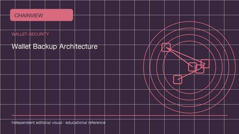 钱包安全 · 简体中文：Wallet Backup Architecture: Seed, Passphrase, and Geographic Copies; independent editorial visual