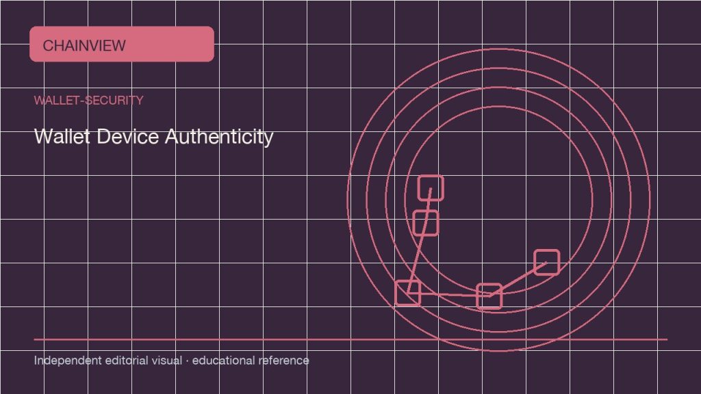 Безопасность кошелька · Русский：Hardware Wallet Device Authenticity and Supply-Chain Checks; independent editorial visual