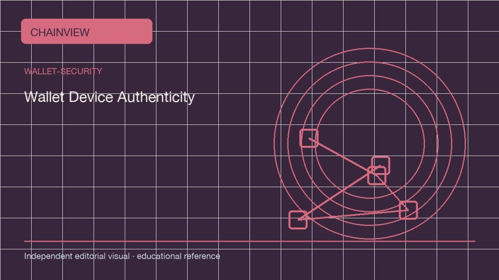 ความปลอดภัยกระเป๋า · ไทย：Hardware Wallet Device Authenticity and Supply-Chain Checks; independent editorial visual