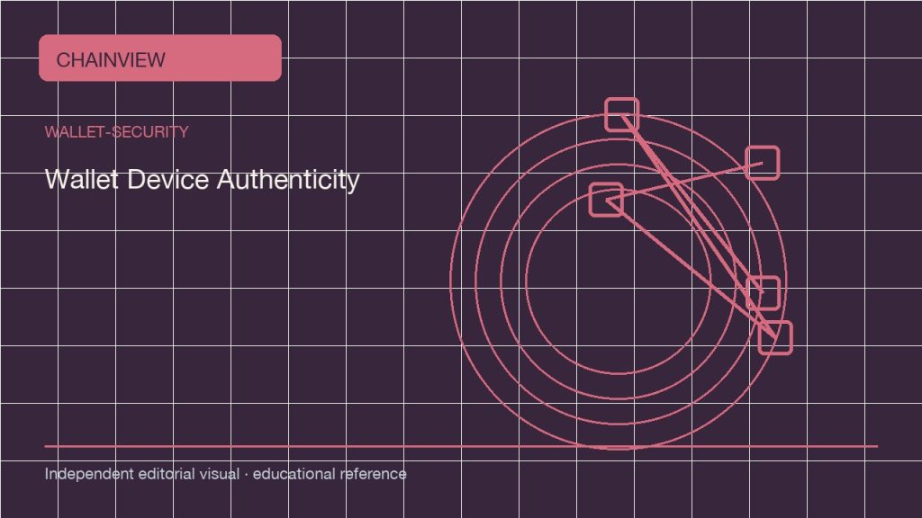 钱包安全 · 简体中文：Hardware Wallet Device Authenticity and Supply-Chain Checks; independent editorial visual