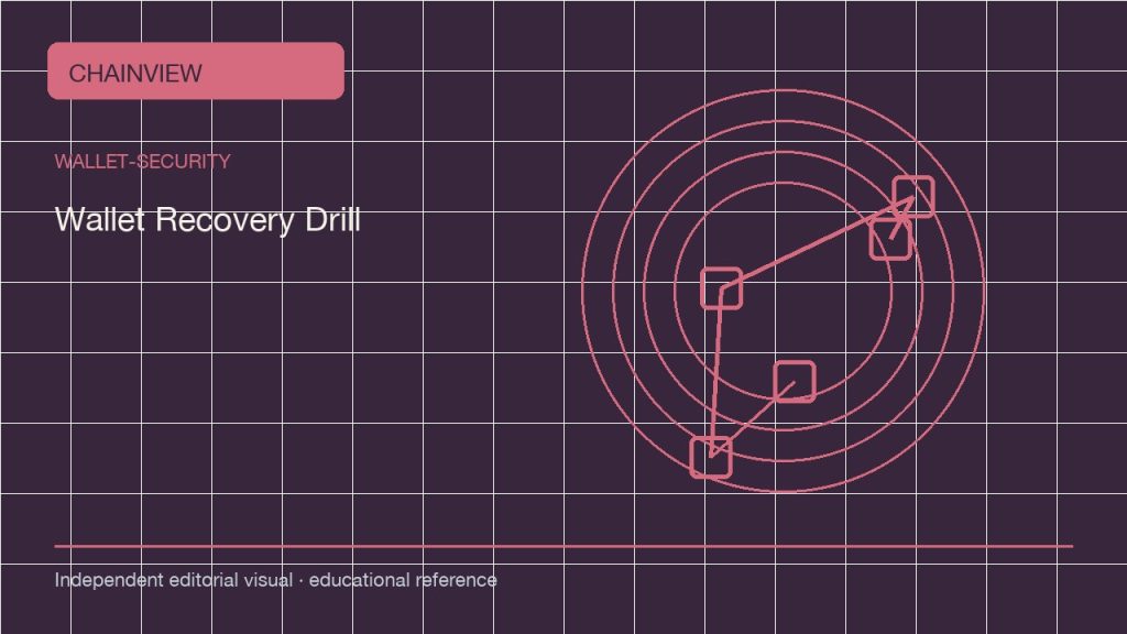 أمان المحفظة · العربية:Wallet Recovery Drills: Test Access Without Risking the Main Balance; independent editorial visual