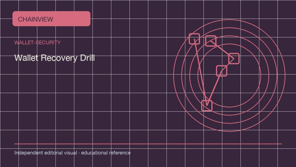 Seguridad de billetera · Español (México):Wallet Recovery Drills: Test Access Without Risking the Main Balance; independent editorial visual