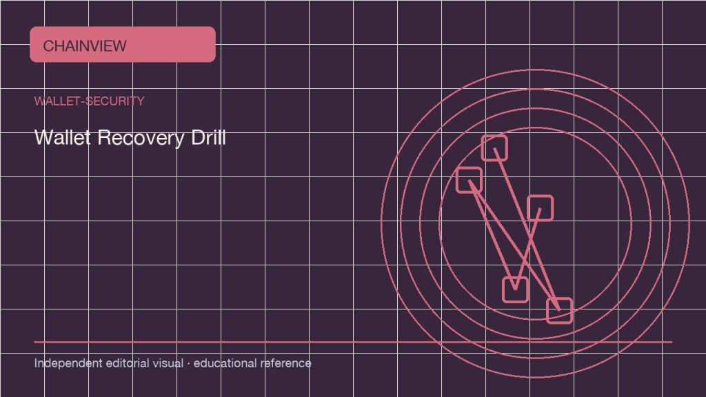 Безопасность кошелька · Русский:Wallet Recovery Drills: Test Access Without Risking the Main Balance; independent editorial visual