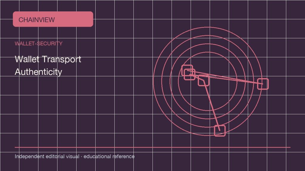 Wallet Transport Authenticity: Verify the Package Before You Connect; independent editorial visual