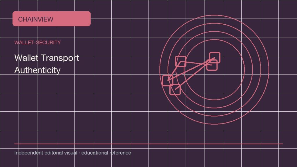 An toàn ví · Tiếng Việt：Wallet Transport Authenticity: Verify the Package Before You Connect; independent editorial visual