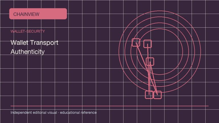 钱包安全 · 简体中文：Wallet Transport Authenticity: Verify the Package Before You Connect; independent editorial visual