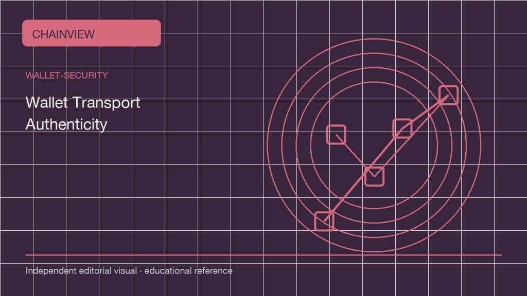 錢包安全 · 繁體中文：Wallet Transport Authenticity: Verify the Package Before You Connect; independent editorial visual