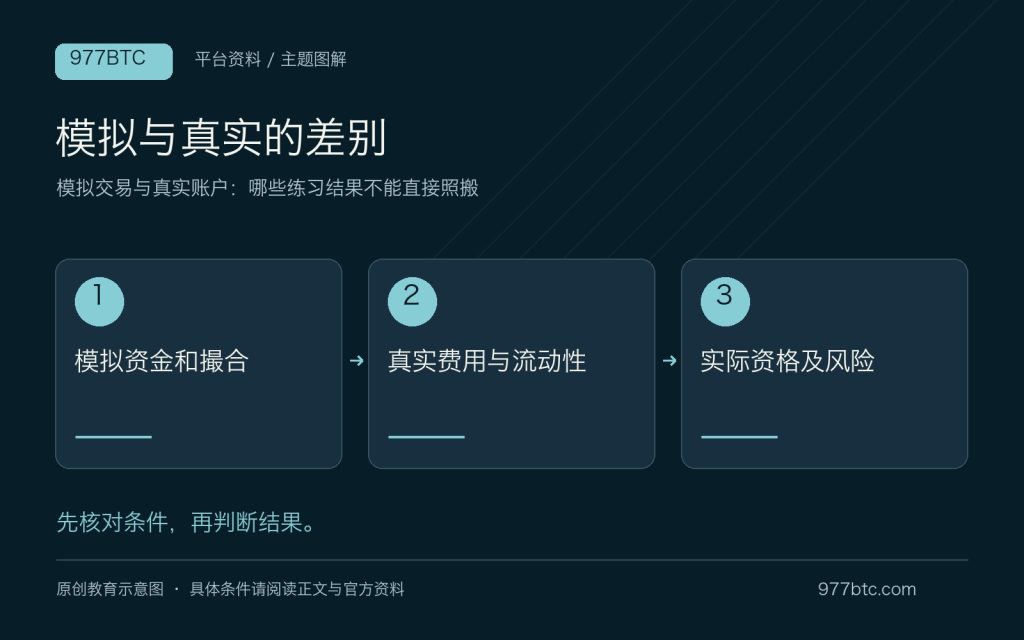 模拟交易与真实账户：哪些练习结果不能直接照搬；主题示意配图